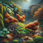 Poules qui picorent insectes et vers après la pluie