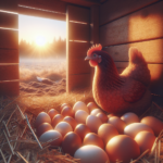 Poule au pic de ponte dans un nid