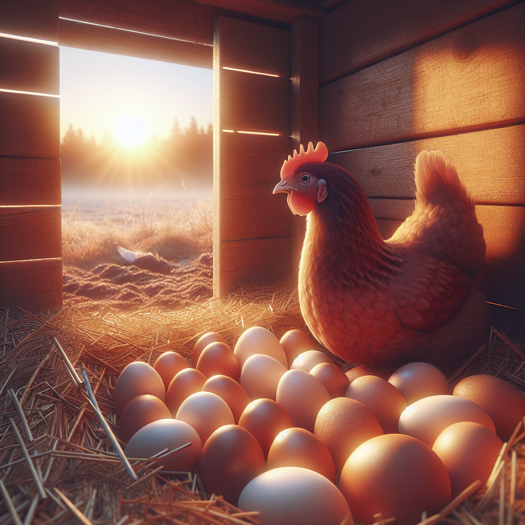 Poule au pic de ponte dans un nid