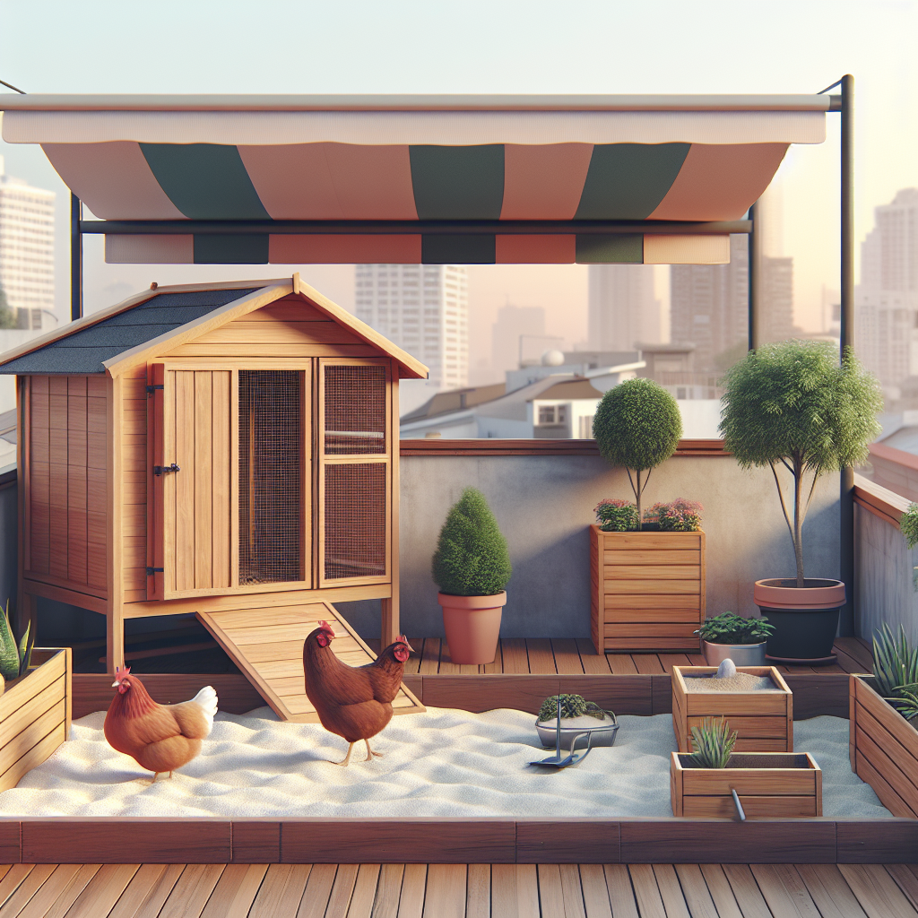 Poules sans jardin sur toit-terrasse urbain sécurisé