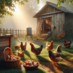 Pic de ponte d'une poule pondeuse au printemps