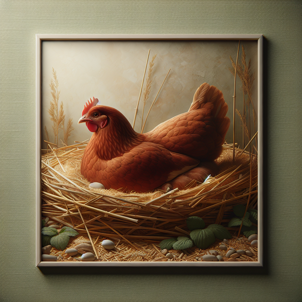 Poule couvant sans coq dans un nid protégé