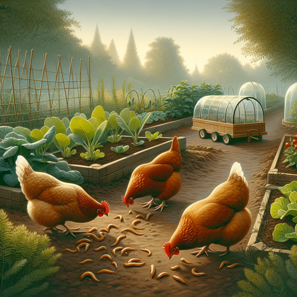 Poules au jardin chassant les limaces