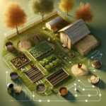 Poules potager et compost en jardin autosuffisant