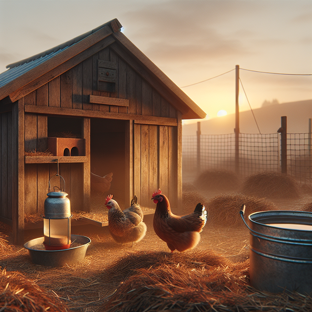 Poulailler simple avec mangeoire et abreuvoir basiques