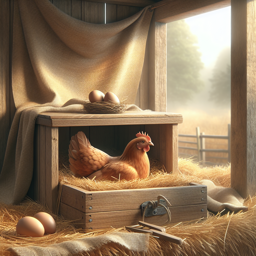 Poule pondant dans un pondoir propre et calme